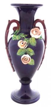 Blue vase with embossed roses - Bloch, Eichenwald Blue vase with embossed roses - Bloch, Eichenwald